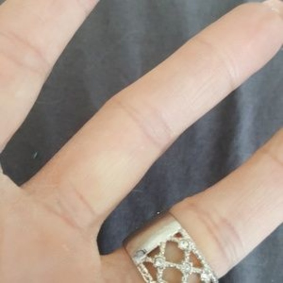 Cigar Band Lattice Ring Size 7 Silver Rhodium Plate CZ JTV Bella Luce EUC Preppy - Picture 2 of 3